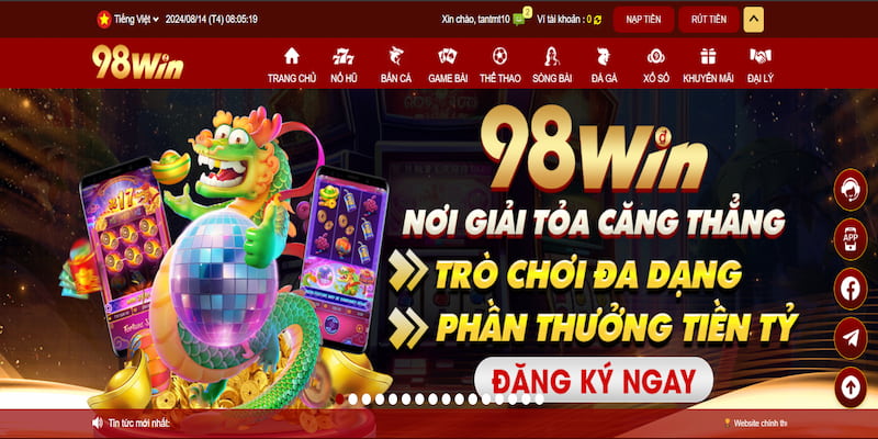 98WIN đang là thương hiệu giải trí trực tuyến nổi bật nhất hiện nay